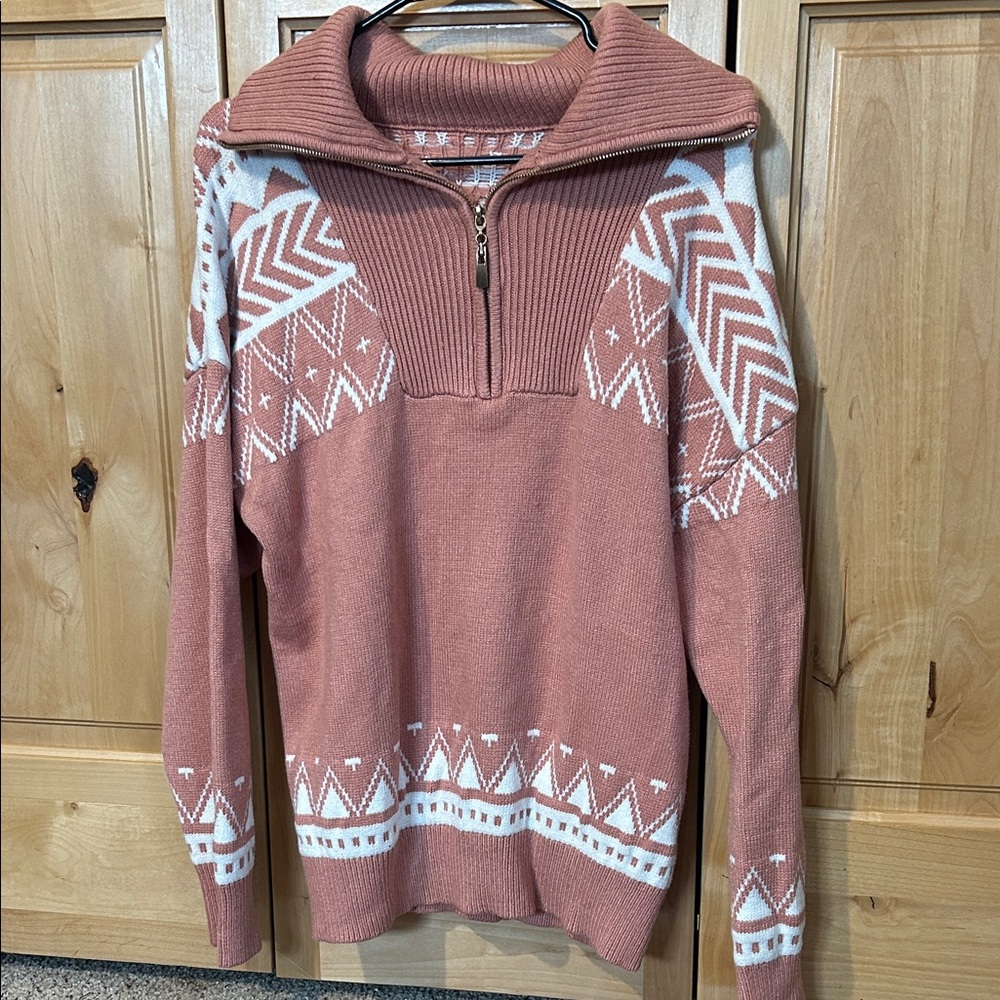 Pink quarter zip sweater